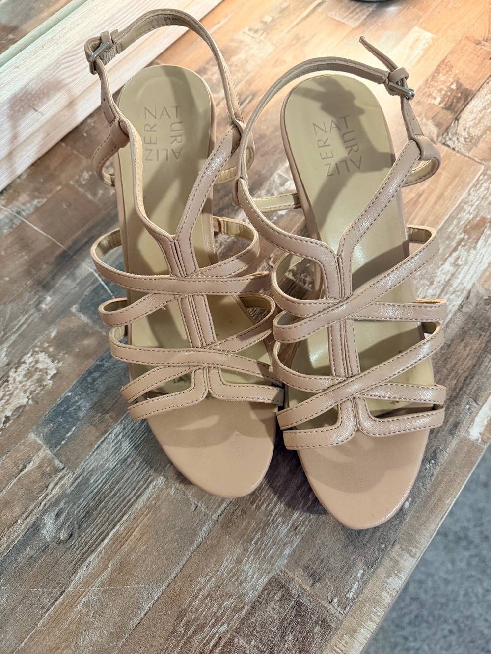 Naturalizer Beige Strappy Slingback Heels